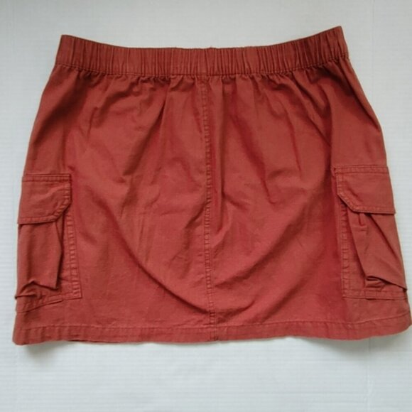 Harlow  Cargo Mini Skirt Rust L Rip Stop Terra Cotta Neutral - Picture 2 of 6